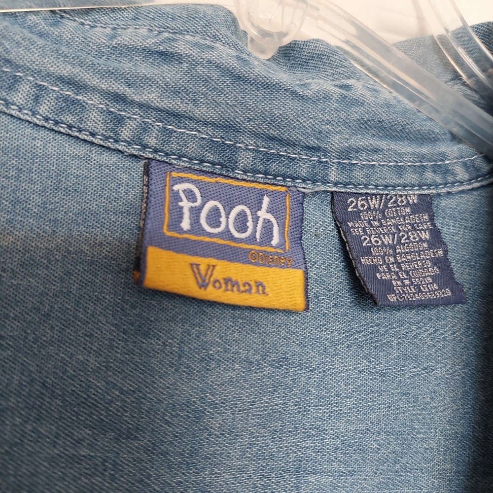 Rare Vtg. Disney Denim Button Up Winnie The Pooh Long Sleeve Shirt SZ 26/28 - Picture 7 of 15